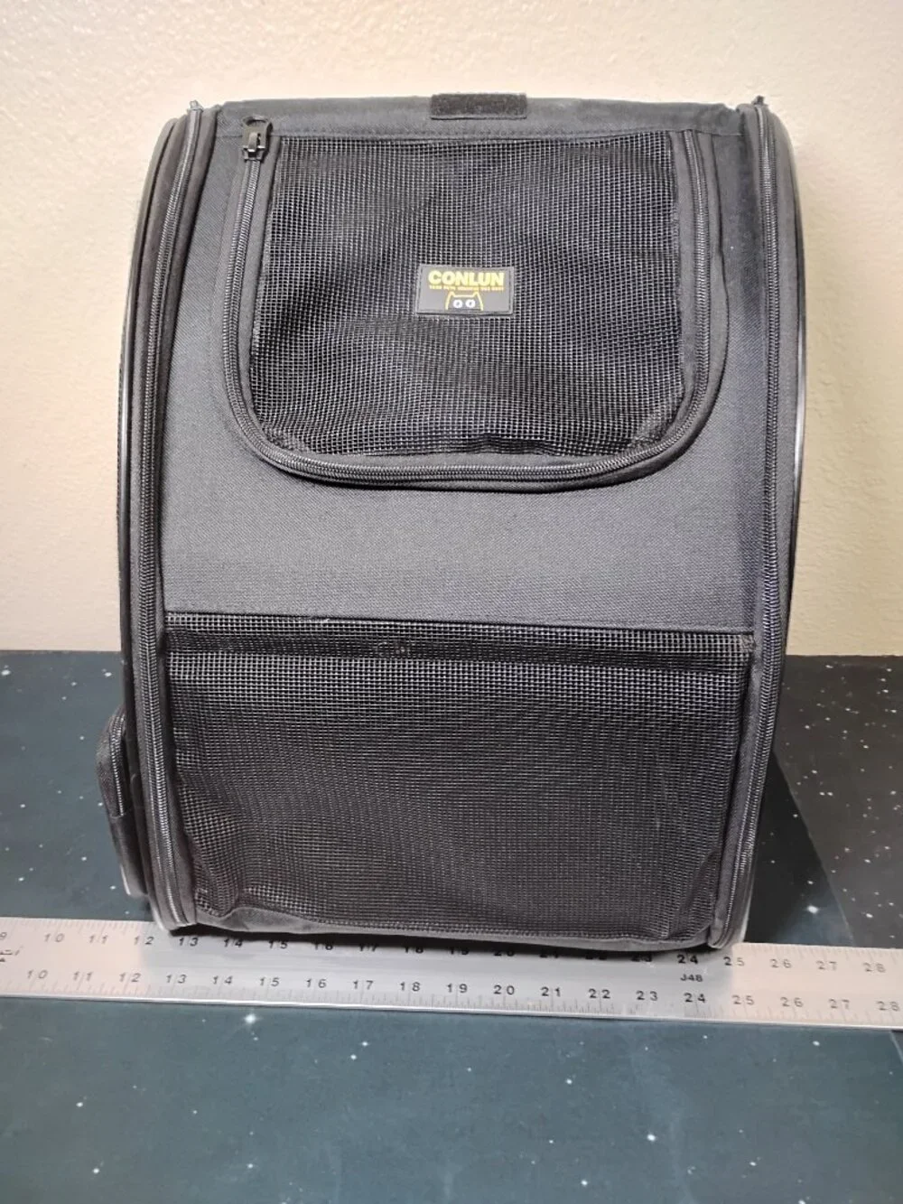 CONLUN Pet Carrier Backpack Black Breathable Mesh Travel Bag for Cat Dog